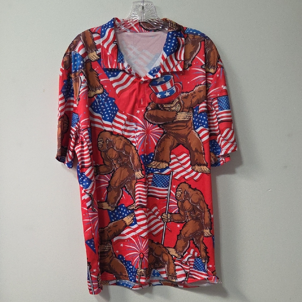 Patriotic Bigfoot Men's Shirt - Red